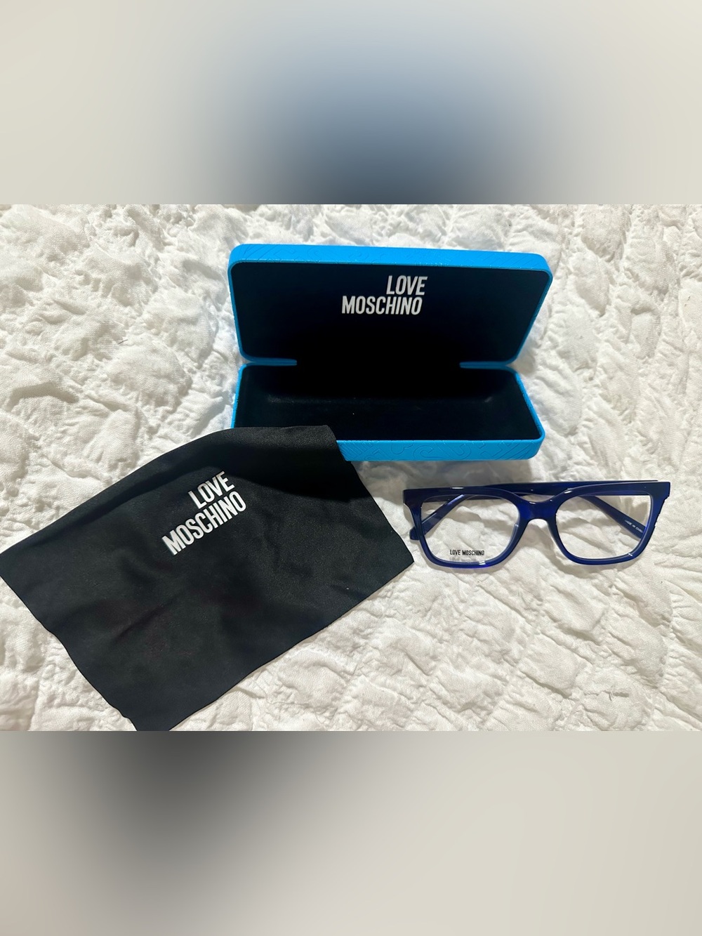 Love Moschino Translucent Blue Unisex Optical Frames - giftable with case, cloth